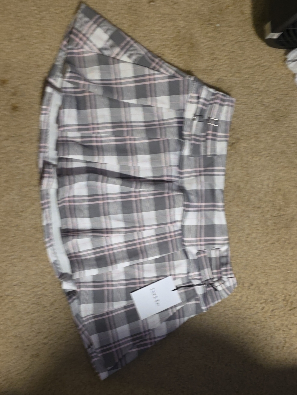 Plaid Pleated Skort in Gray & Pink